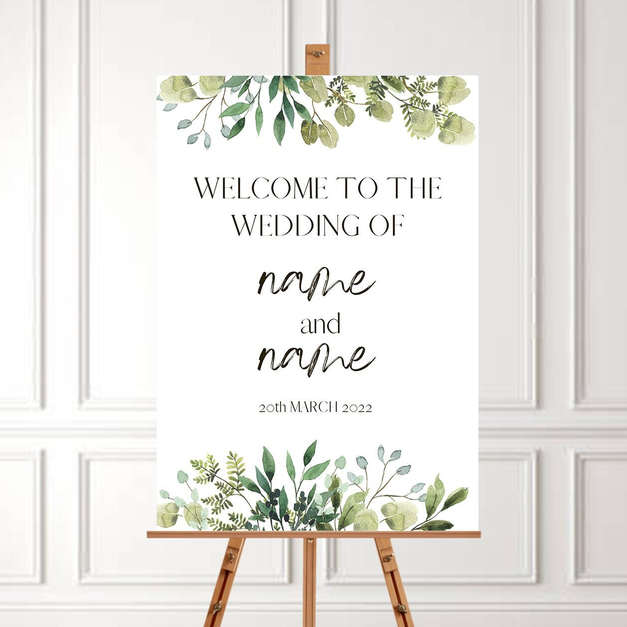 Downloadable Wedding Sign - Welcome - Greenery